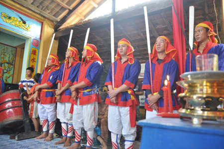 NHA TRANG, VIETNAM - MARCH 4, 2012: Cau Ngu festival in Vietnam, which is also called Whale festival, is the biggest festival for fisherman who demand for air windless sea and luck in fishingのeditorial素材