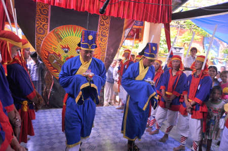 NHA TRANG, VIETNAM - MARCH 4, 2012: Cau Ngu festival in Vietnam, which is also called Whale festival, is the biggest festival for fisherman who demand for air windless sea and luck in fishingのeditorial素材