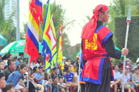 Nha Trang, Vietnam - July 13, 2015: Martial arts of human chess in a festival on the beach of Nha Trang cityのeditorial素材