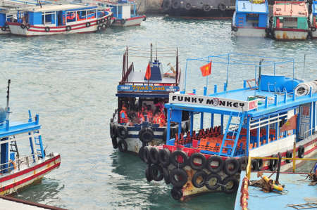 Nha Trang, Vietnam - July 13, 2015: Nha Trang, Vietnam - July 13, 2015: Boats are transfering travellers from the dock to islandのeditorial素材