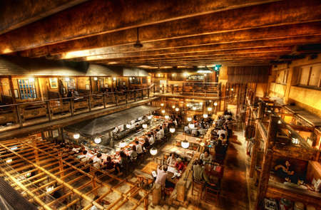 Tokyo, Japan - October 3, 2015: Guests are having dinner in a vintage restaurant in Tokyoのeditorial素材