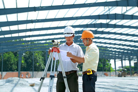 Long An, Vietnam - November 24, 2016: Engineers are discussing about building a steel factory in Vietnamのeditorial素材