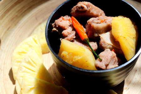 Pork ribs with pineappleの写真素材