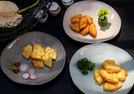 Fried sake fruit on the dishの写真素材