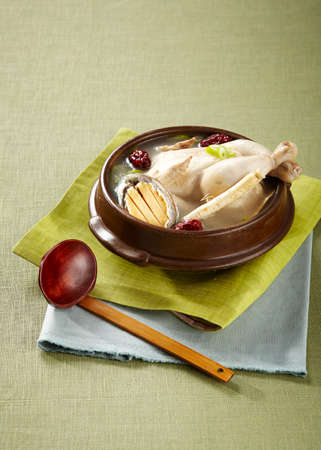 Chicken soup stew black printの写真素材