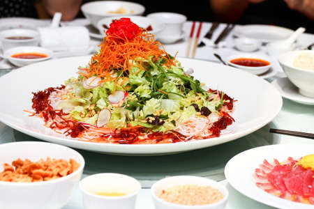 Plate of special salad in Thai style