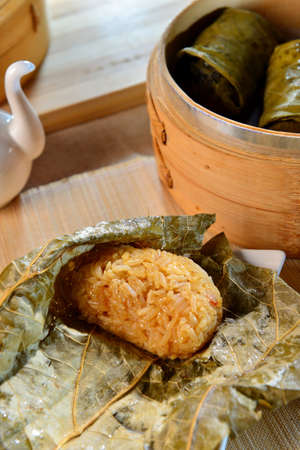 Rice of lotus leaf pearl shell dishes in Vietnam restaurantの写真素材