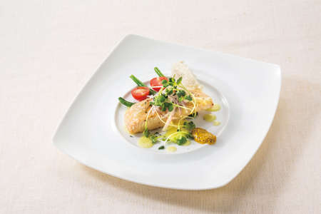 Posshe Nice style salmon on white plate background