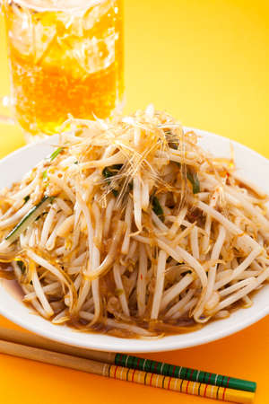 High heat stir fried shark's fin, beer and bean sproutsの写真素材