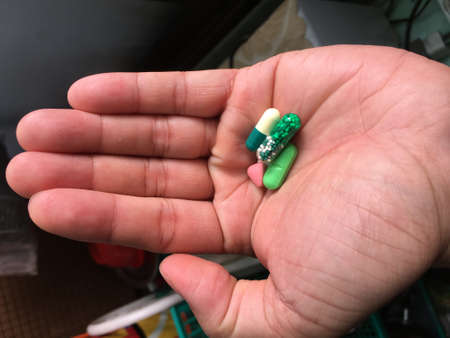 Medicine drug in handの写真素材