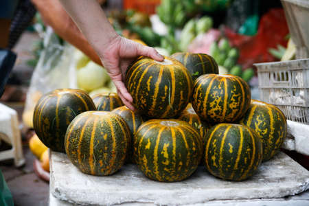 Fresh watermelon in local marketの写真素材