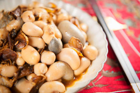 Sauteed  chicken testicles on tableの写真素材