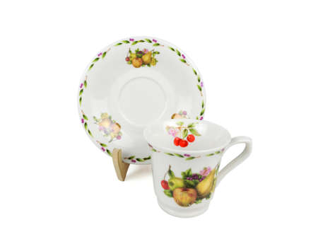 Chinese set of tea cups on white backgroundの写真素材