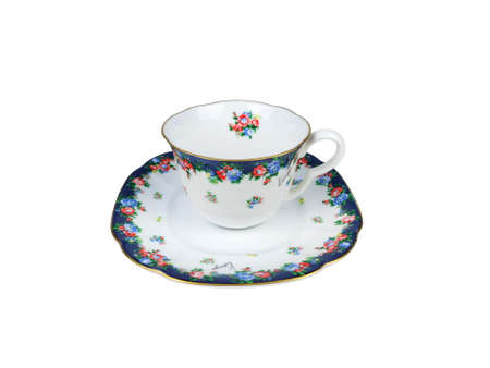 Chinese set of tea cups on white backgroundの写真素材