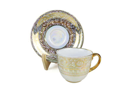 Chinese set of tea cups on white backgroundの写真素材