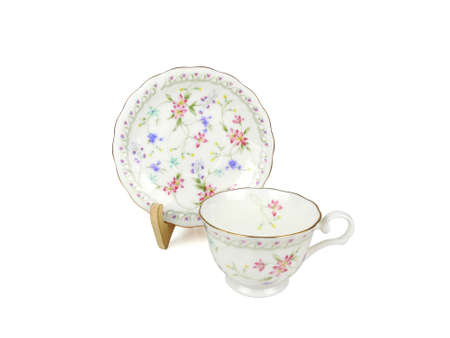 Chinese set of tea cups on white backgroundの写真素材