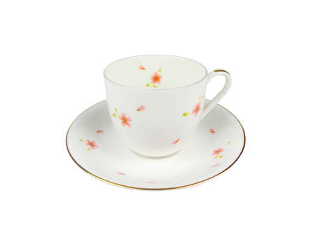 Chinese set of tea cups on white backgroundの写真素材