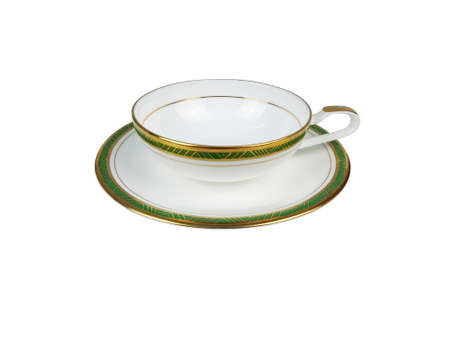 Chinese set of tea cups on white backgroundの写真素材