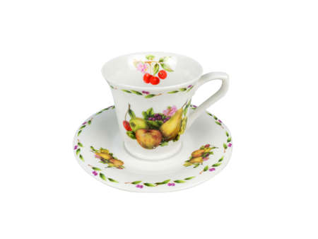 Chinese set of tea cups on white backgroundの写真素材