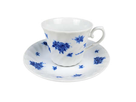 Chinese set of tea cups on white backgroundの写真素材