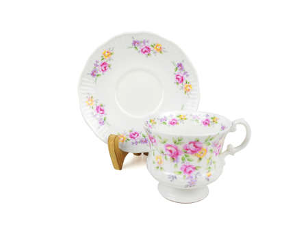 Chinese set of tea cups on white backgroundの写真素材