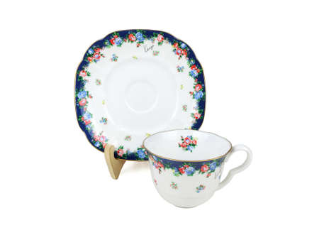 Chinese set of tea cups on white backgroundの写真素材