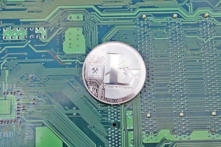 Lightcoin digital silver cryptocurrency blockchainの写真素材