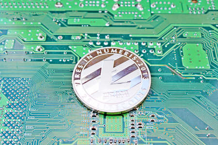 Lightcoin digital silver cryptocurrency blockchainの写真素材