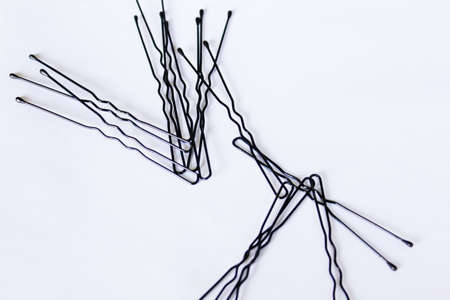 Women's hairpins on a white backgroundの写真素材