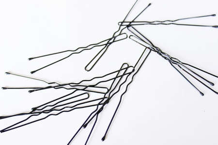 Women's hairpins on a white backgroundの写真素材