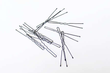 Women's hairpins on a white backgroundの写真素材
