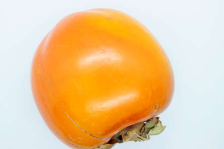 Orange persimmon located on a white backgroundの写真素材