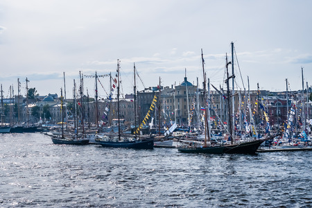 Sailboats on regatta in Saint-Petersburg, Russia