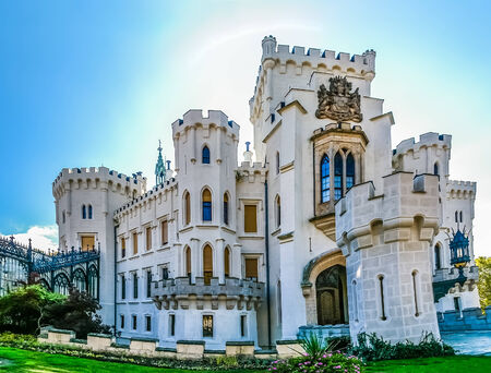 Castle Hluboka nad Vltavou, Czech Republic, on a sunny dayのeditorial素材