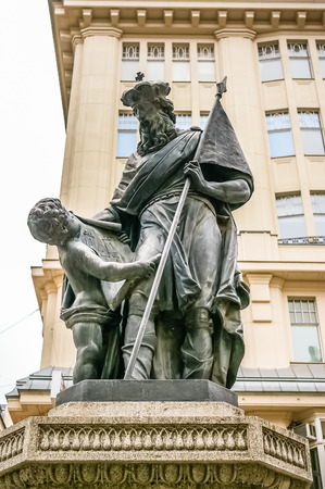View on statue on a central street in Vienna, Austriaのeditorial素材