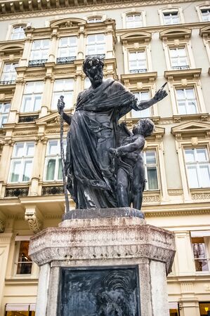 View on statue on a central street in Vienna, Austriaのeditorial素材