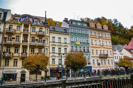 KARLOVY VARY CZECH REPUBLIC  OCTOBER 08: View on hotels on October 08 2008 in Karlovy Vary Czech Republicのeditorial素材