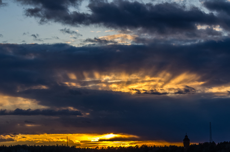 Sunset view on the Baltic sea next to Stockholm at the spring timeの写真素材