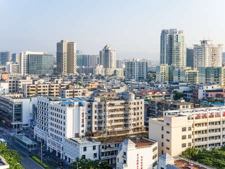 SANYA, HAINAN, CHINA - OCTOBER 13: Scenic top  panorama cityscape view of Sanya city at sunny day at October 13, 2019 in Sanya, Hainan, Chinaのeditorial素材
