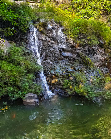 Waterfall and mountaina river in the Yanoda Rainforest Cultural Tourism Zone, Hainan, Chinaの写真素材
