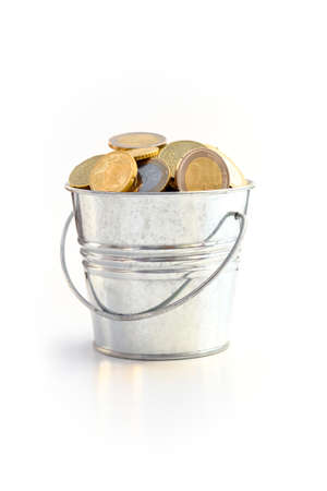 BUCKET FULL OF COINS 2 - A bucket full of euro coins.の写真素材