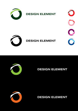 Abstract design element. Rings. On white and black backgroundのイラスト素材