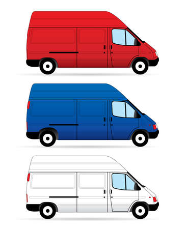Isolated Delivery Vans on white backgroundのイラスト素材
