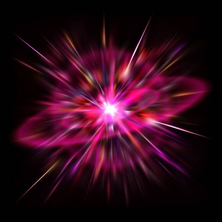 The bright flash of Red Supernova in deep space.の写真素材