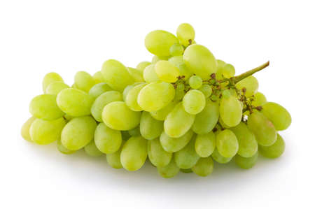 Green grapes on white background close up shoot の写真素材