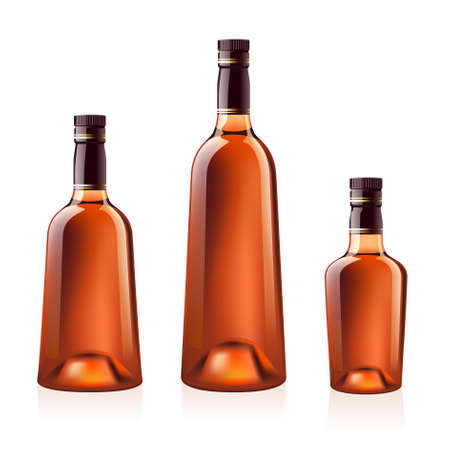 Realistic bottles of cognac (brandy). Isolated on white backgroundのイラスト素材