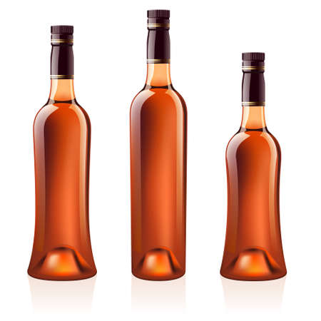 Realistic bottles of cognac (brandy). Isolated on white backgroundのイラスト素材