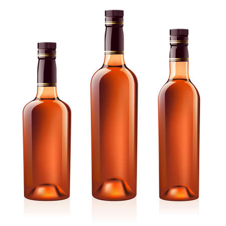 Realistic  bottles of cognac (brandy). Isolated on white backgroundのイラスト素材