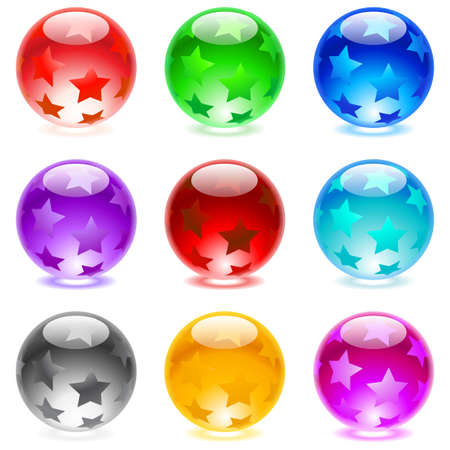 Collection of colorful glossy spheres isolated on white.のイラスト素材