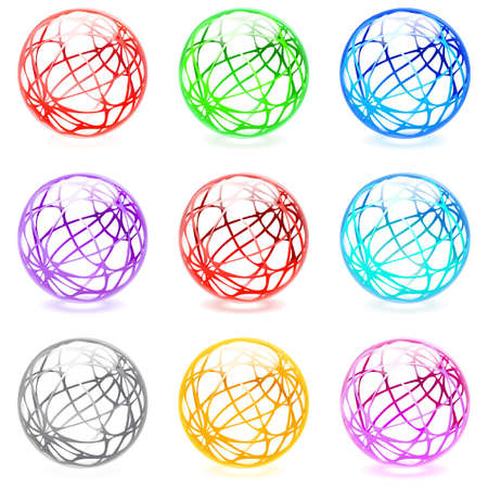 Collection of colorful glossy spheres isolated on black.のイラスト素材